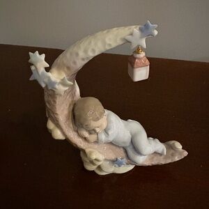 Lladro “Heavenly Slumber” Sleeping Baby on Crescent Moon Figurine